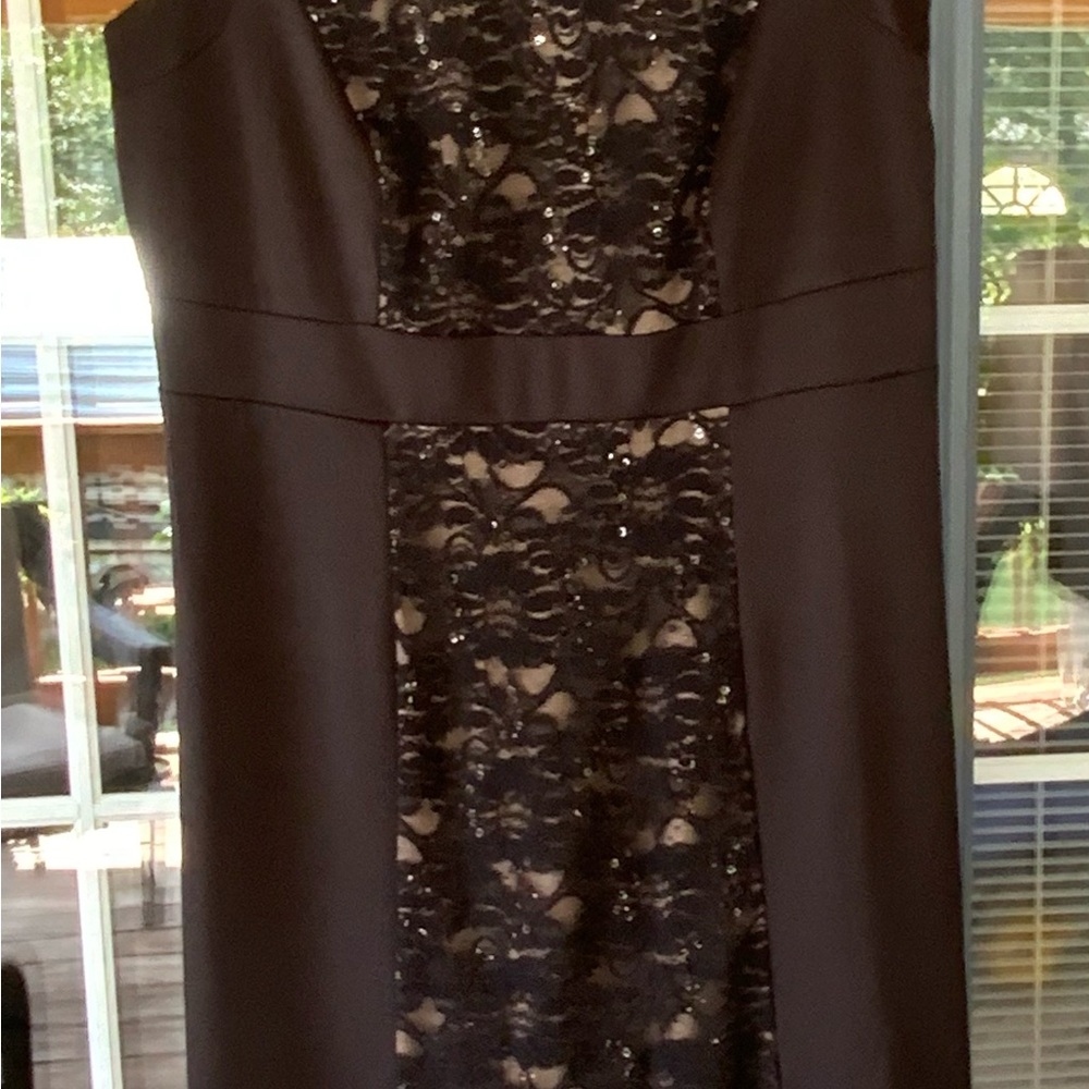 R&M Richards Black Strapless Lace Dress